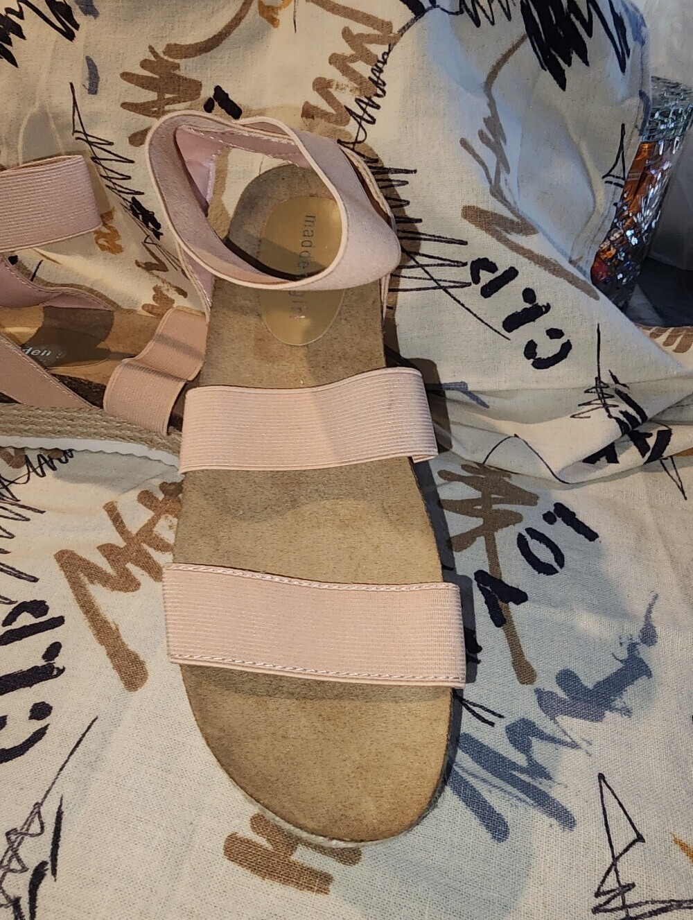 Steve Madden Pink Elastic Espadrille Platform Sandals